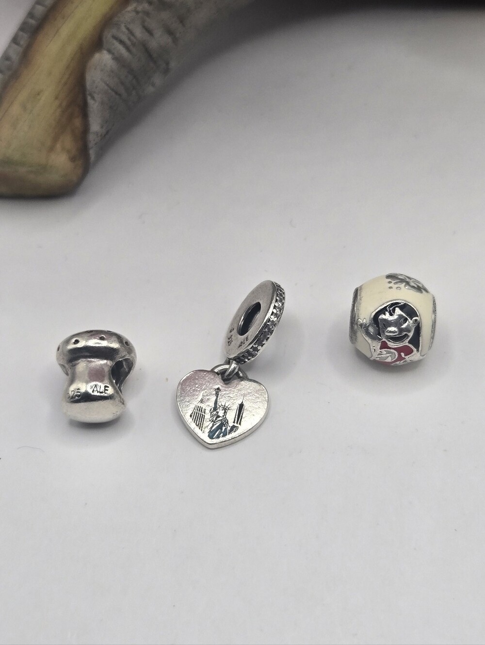 Pandora Disney Lilo  & Stich, NYC Statue Of Liberty Heart, Mushroom (3)Charms